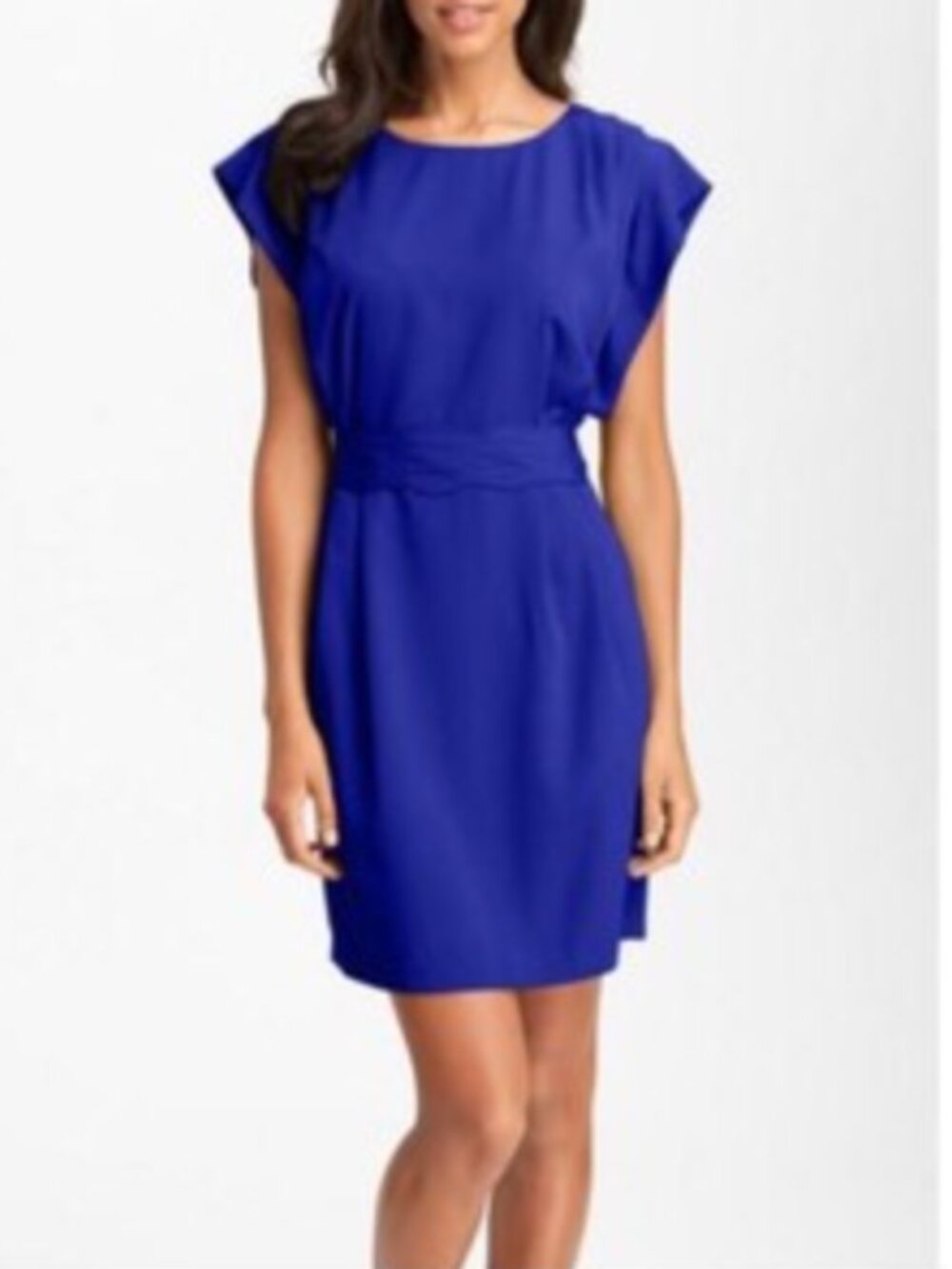 Eliza J Pleated Shoulder Flowy Belted Dress